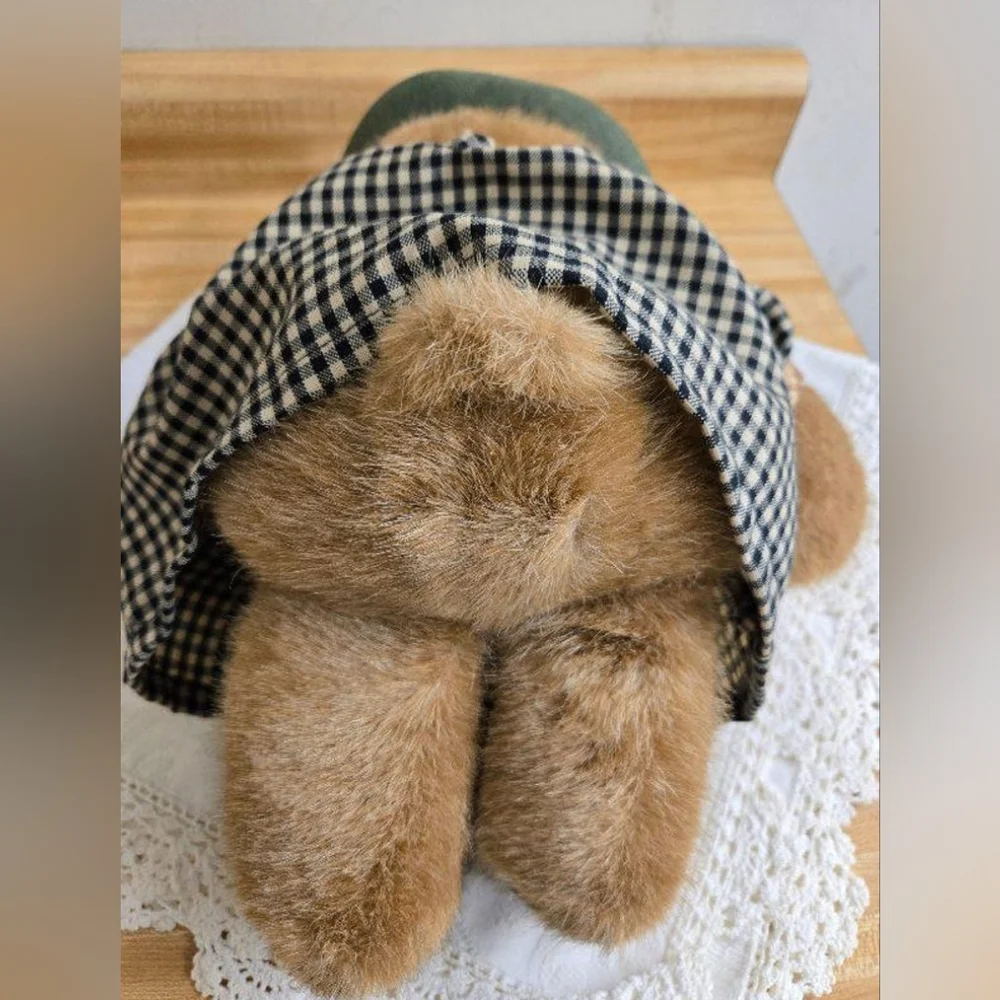 Vtg. Gund Bear Tails lady Ms. Teddy gingham dress, hat, 1985 - Picture 9 of 9